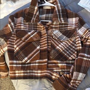 Altard State Plaid Jacket in Brown and White